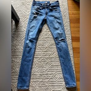 Rag & Bone Jeans Women Size 24 Blue Distressed Denim Skinny Rise 7" InSeam 28"